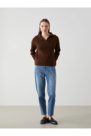 LC Waikiki Lcw Vision Brown Polo Neck Women's Knitwear Sweater