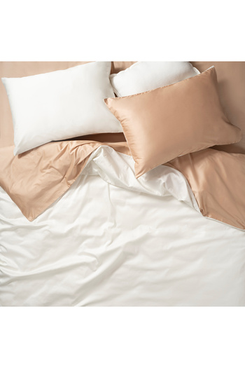 Zsa Zsa Zsu Solid 300 Tc Double Sided E.King Size 100% Cotton Satin Duvet Cover Set 260X220 cm Ecru/Sand Color