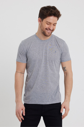 COMBİNE MİCHAİL Men's 5-Piece Crew Neck 100% Cotton T-Shirt - Grimelange, Grey, Cagla, White, Khaki