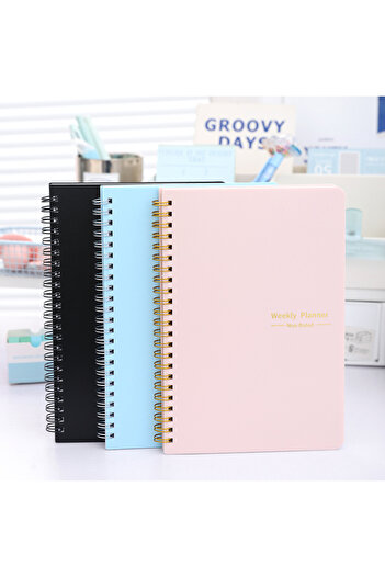Choice A5 Black Weekly Planner Undated Spiral Agenda A5 Notebook Planner Daily Plan To Do List Handbook Sta