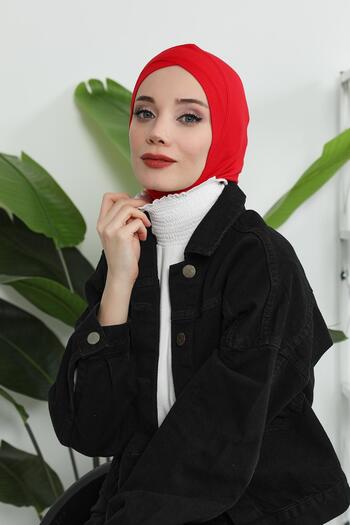 Aisha's Design قبعة من القطن الممشط بتفاصيل متقاطعة في الأمام، TB-4، أحمر
