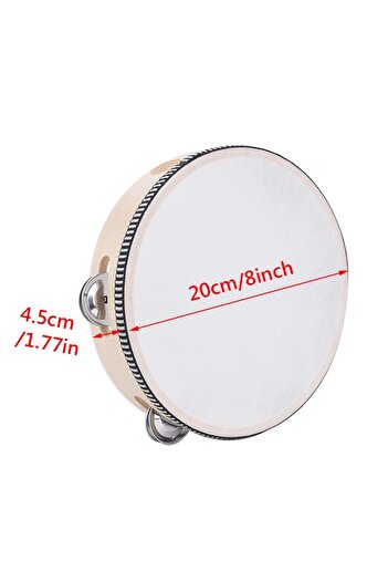 Choice Y01099-8inch 1Pc Wooden Tambourine 4/6/8/10-Inch Beige Rim with Metal Jingles Musical Educational Pe