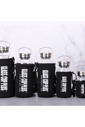 Choice 1000ML black 600/1000/1500/2000ML Large Capacity Portable Borosilica Glass Tea Infuser Bottle of Wat
