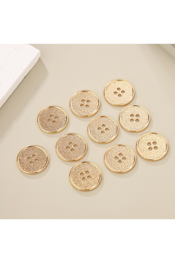 Choice 15mm 10pcs Gold 10pcs/Set Classic Round Flatback Buttons Jewelry DIY Hand Sewing 4 Holes Metal Butto