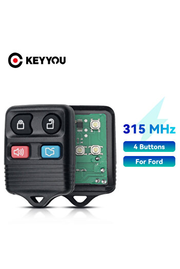 KEYYOU مفتاح سيارة كامل بـ 4 أزرار و3/4 أزرار ومفتاح دخول بدون مفتاح ومفتاح دخول بدون مفتاح 315 ميجا هرتز بديل لسيارة فورد