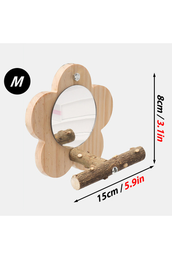 Choice M 15x8cm Wooden Bird Perch Natural Wood Bird Perch Stand With Mirror Parrots Platform Cage Accessori