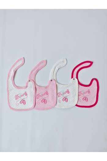 Bebella 4-Pack Food Bib, Baby Girl's Bib, 100% Cotton and Embroidered Drop Bib, with Scarf Bib