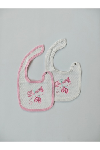 Bebella 4-Pack Food Bib, Baby Girl's Bib, 100% Cotton and Embroidered Drop Bib, with Scarf Bib