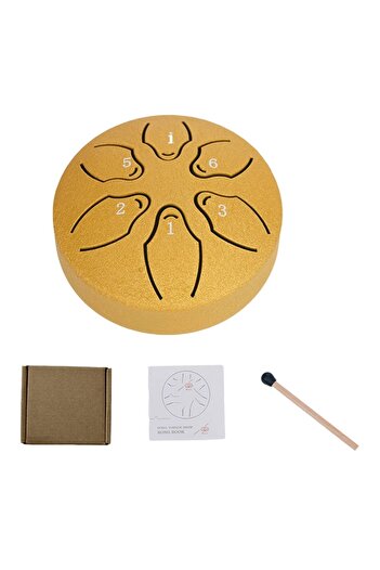 Choice Gold Steel Tongue Drum Portable Rain Drum Hand Pan Drum Percussion Musical Instruments 3 Inch 6 Note