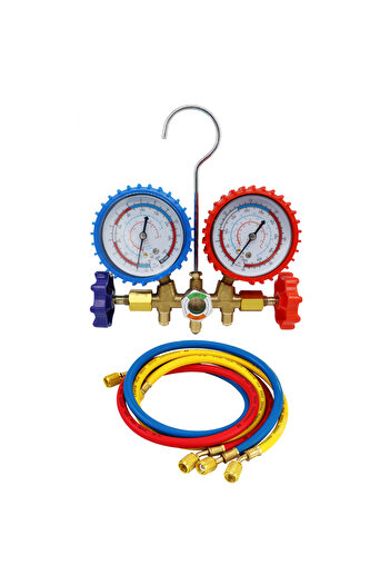 Choice Set 2 R134a Air Conditioning Pressure Gauge With Hose And Hook 3 Way Ac Diagnostic Manifold Gauge Se