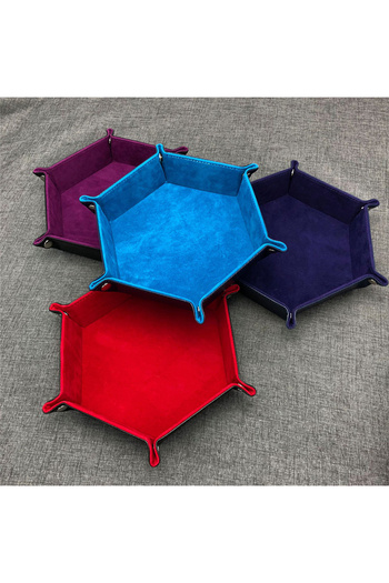 Choice1 Rolling Folding Hexagon Dice Game Storage Tray Holder Double Sided Thick PU Leather&Velvet Dice M...