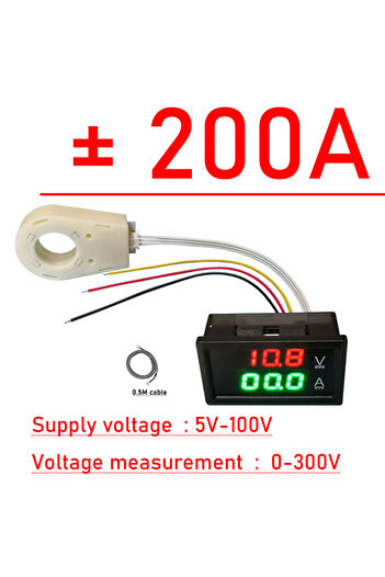 Choice DC 0-300V 200A DC 300V 100A 200A 400A Hall Voltmeter Ammeter lithium Battery Monitor 12V 24V 36V 48V
