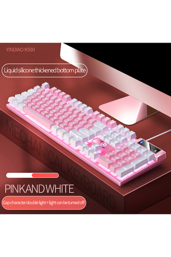 Choice Pink White K500 Pink Keyboard Mixed Color White Pink Keycaps 104 Keys Wired Gaming Keyboard For Lapt