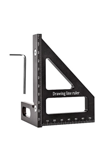 Choice1 Black Metric 3D Multi-Angle Miter Triangle Ruler,45/90 Degree Aluminum Woodworking Square Protractor