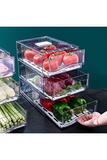 Choice1 1pcKitchen refrigerator storage box drawer type fresh-keeping box eggs and meat food frozen finis...