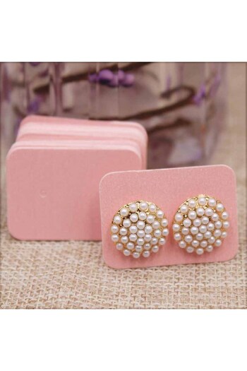 Choice1 pink 100pcs cute solid color earring paper package card DIY small stud earring card white kraft pink