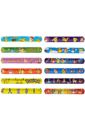 Choice 12PCS Pokemon Button Bracelet Pikachu Statue Anime Wristband Children's Clapping Band Education Toy