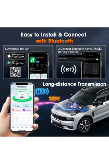 ANCEL BM300 PRO BM300 Pro Battery Tester 6V 12V 24V Battery Monitor - Bluetooth for Car SOH
