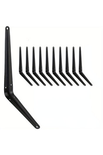 Choice 10PCS 8x10inch 10PCS Shelf L-Brackets 8 Inch Floating Shelf Bracket Heavy Duty Black Steel for Decor