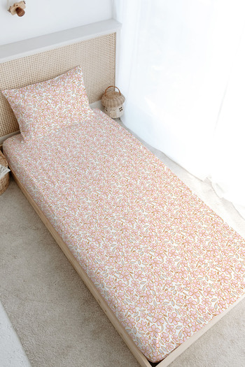 Tuğba Kuğu Single Fitted Sheet Set - Iconic Series - Pink Flowers