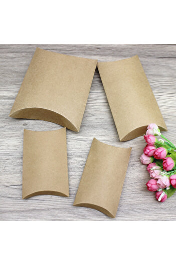 Choice1 10pc multis size gifts box vintage kraft white gifts package pillow box paper party suppiles wra...