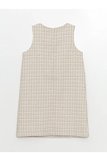 LC Waikiki Lcw Kids Pink Crew Neck Girls Tweed Dress