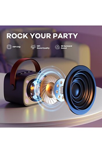Primo Plus Mini Karaoke Machine with 1 Microphone Portable Bluetooth Speaker for Party