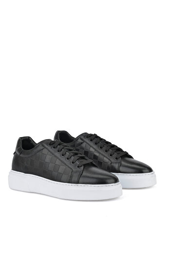 Ziya Men's Genuine Leather Black Sneakers - 1511026 Z412