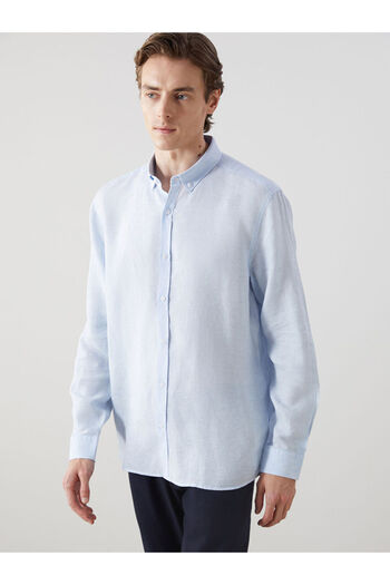 LC Waikiki Лляна чоловіча сорочка LCW Vision Slim Fit з довгим рукавом