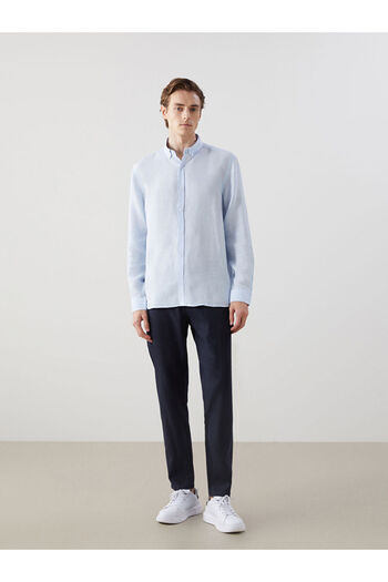 LC Waikiki Лляна чоловіча сорочка LCW Vision Slim Fit з довгим рукавом