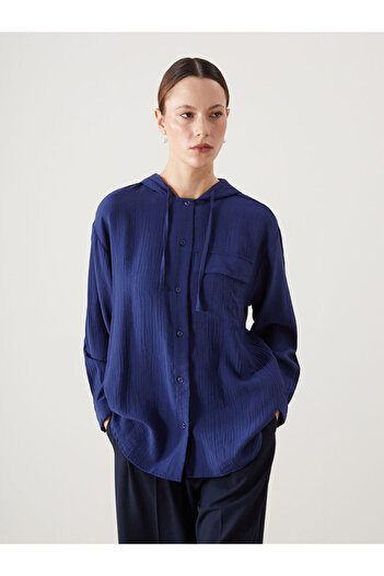 LC Waikiki Hooded Textured Oversize Crinkle Women's Tunic
