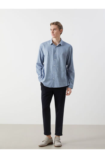 LC Waikiki LCW Vision Regular Fit Довгорукавна сорочка з рукавами з підлокітниками для чоловіків
