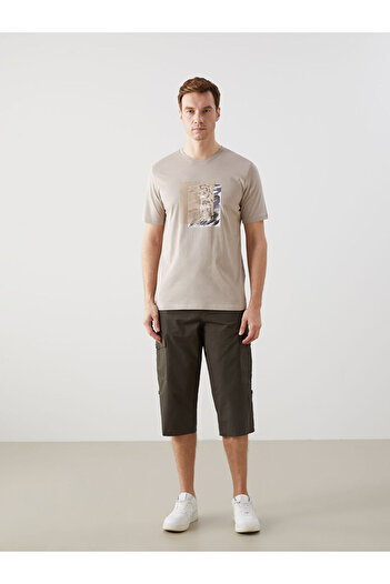 LC Waikiki Ανδρικό μπλουζάκι LCWAIKIKI Classic Crew με λαιμόκοψη κοντό μανίκι με στάμπα χτενισμένο βαμβακερό ανδρικό μπλουζάκι