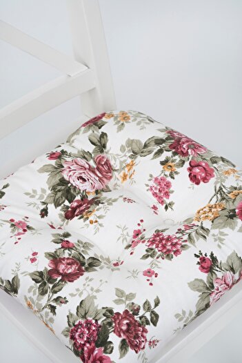 ALTINPAMUK Gold Pofidik Floral Chair Cushion Special Stitched Lace up 40X40Cm