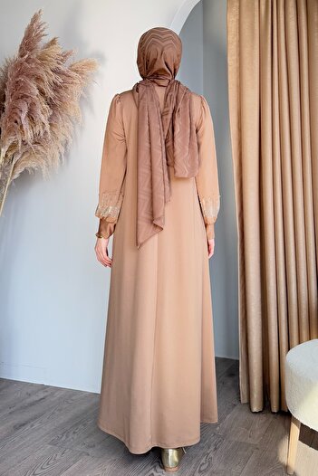 InStyle Φόρεμα κατάδυσης Camel με πέτρες και πέρλες