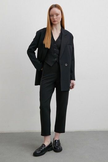 Never more Black Skinny Trousers - Cloth with Front Collets