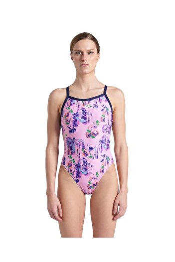 ARENA Blue Rose Texture Women's Swimsuit - Xcross Back/M