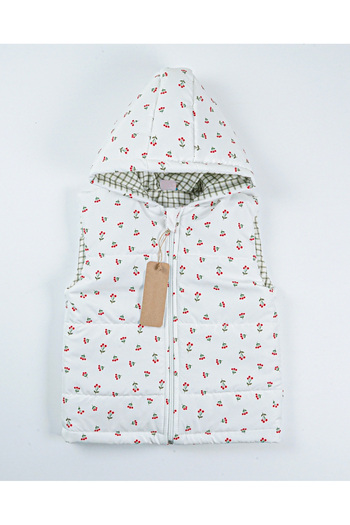 Baby Minty Cherry Patterned Hooded Children's Vest