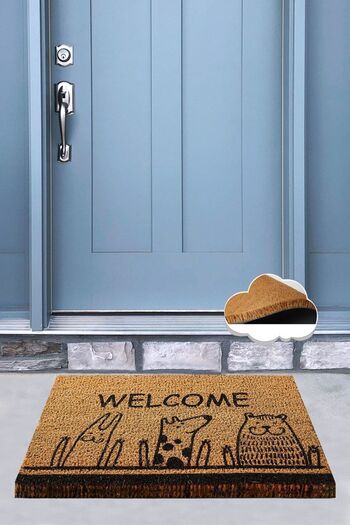 Chilai Home Coco Animals Natural Koko Mat, Bristle Door Mat