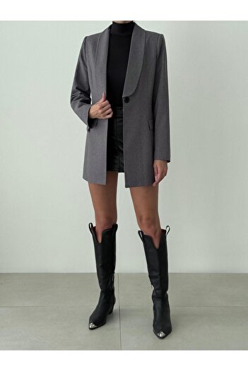 BUTİK ELAJ Women's Gray Shalyaka Blazer Jacket