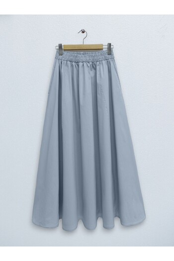 Modamorfo Poplin Flared Skirt - Baby Blue, Ελαστική μέση και διπλές τσέπες