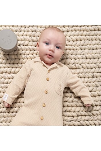 Caramell Baby Boy Romper - 100% Organic Cotton, 1-3 and 9-12 Months with Booties, 6-9 Months Without Booties