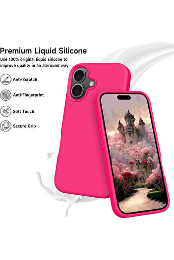 Fibaks Apple Iphone 16 Uyumlu Kılıf Kadife Lansman Soft Yumuşak Liquid Silikon Kamera Korumalı Kapak
