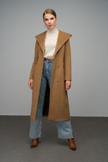 Olcay Long Coat - Hooded and Snap Closure, K. KAMEL 3070