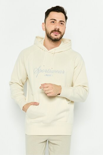 Puma Men Relaxed Fit Long Sleeve Training Sweatshirt, Beige