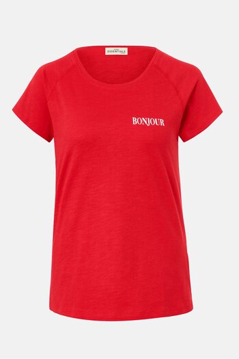 Tchibo Women Round Neck Short Sleeve Graphic Print T-Shirt, Red