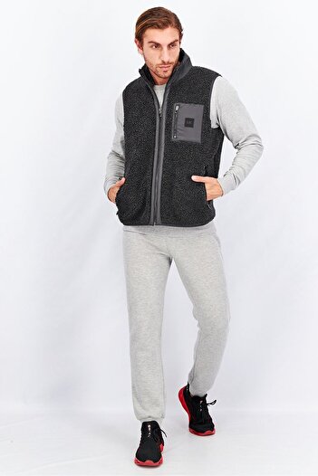 Michael Kors Men Textured Full Zip Vest, Charcoal