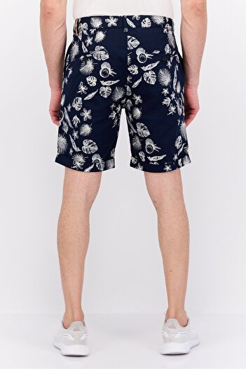 Scotch & Soda Men Slim Fit Allover Print Basic Shorts, Navy