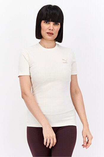 Puma Women Sportswear Fit Short Sleeve Outdoor Top, Off White