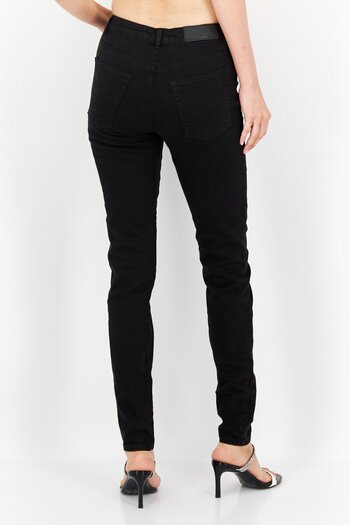 edc Women Skinny Fit Plain Stretchable Jeans, Black